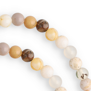 Perline in pietra naturale Calcedonio (Quarzo) e Agata 4mm grigio-beige-giallo opale