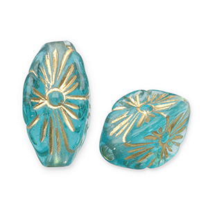 Perline in acrilico blu ottanio-oro