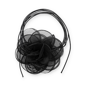 Choker con fiore in organza nero