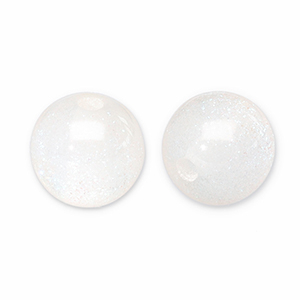 Perline in acrilico con glitterato 8 mm bianco-turchese