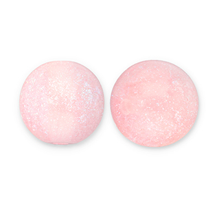 Perline in acrilico con glitterato 8 mm rosa chiaro-turchese