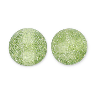 Perline in acrilico con glitterato 12 mm verde olivastro-argento
