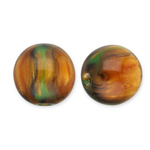 Perline in acrilico con glitterato 12 mm arancio bruciato-oro-verde