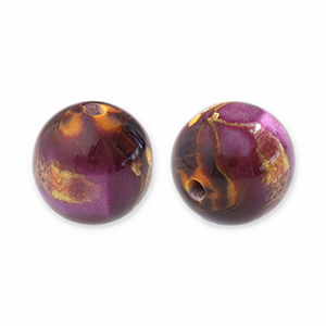Perline in acrilico con glitterato 12 mm viola-oro