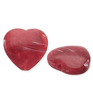 Perline in acrilico cuore rosso-bianco