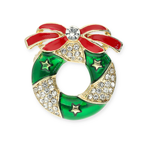 Broches ghirlanda di natale oro-rosso-verde