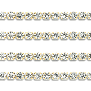 Catena strass in acciaio inossidabile 3mm oro-cristallo