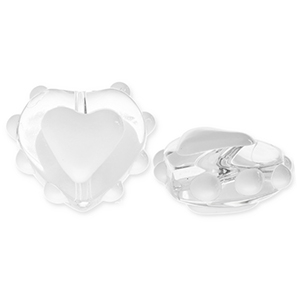 Perline di vetro cuore trasparente-bianco