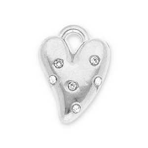 Ciondoli in acciaio inossidabile cuore con strass argento-trasparente