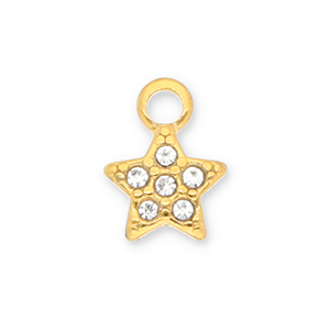 Ciondoli in acciaio inossidabile stella con strass oro-trasparente