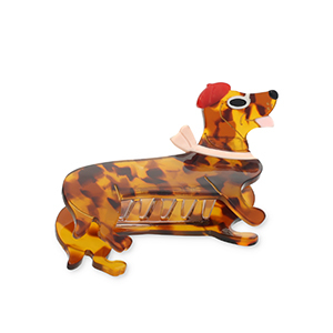 Accessori fermaglio per capelli bassotto con foulard marrone-nudo-rosso