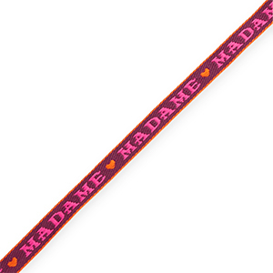 BY31&reg; Nastro con testo "Madame" viola-fucsia-arancione