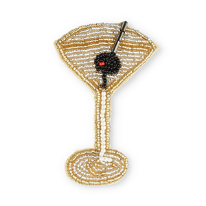 Broches bicchiere da cocktail oro-cristallo-nero