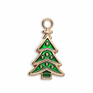 Ciondoli di metallo albero di natale oro-verde