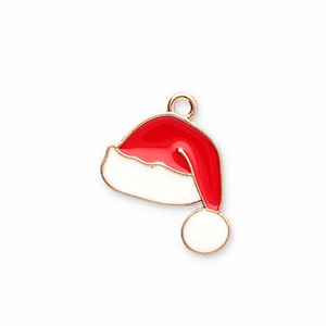Ciondoli di metallo cappello di babbo natale oro-rosso-bianco