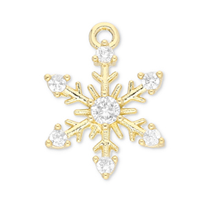 Metallo TQ in ottone ciondolo fiocco di neve oro-trasparente