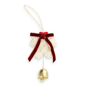 Pendenti trendy feltro fiocco di neve con fiocco & campanella bianco-rosso-oro