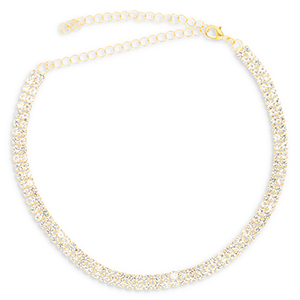 Metallo TQ in ottone girocollo con strass oro-cristallo