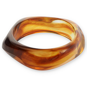 Bracciali bangle in resina trasparente marrone ambra