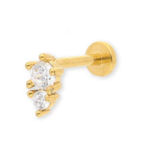 Piercing all'orecchio in acciaio inossidabile con strass oro-cristallo