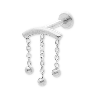 Piercing all'orecchio in acciaio inossidabile arco con palline argento