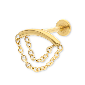 Piercing all'orecchio in acciaio inossidabile arco con 2 strati catena oro