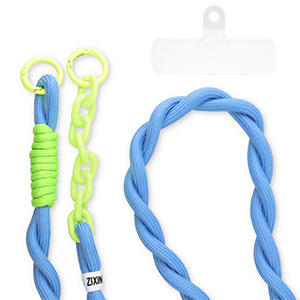 Cordini per cellulare trendy incl. toppa di fisaggio blu-verde