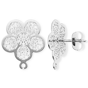 Componenti in acciaio inossidabile orecchini fiore con anellino argento