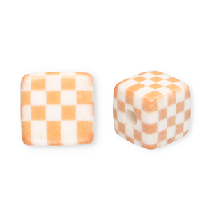 Perline in acrilico quadrato con cubi arancione chiaro-bianco