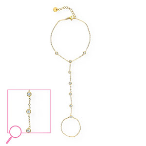 Bracciale baciamano in acciaio inossidabile oro-cristallo