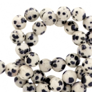 Perline in pietra naturale Diaspro Dalmata 4mm grigio olmo-grigio beige