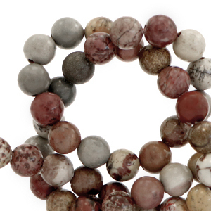 Perline in pietra naturale Rodonite, Jaspis, Calcedonio e Diaspro Dalmata 6mm rosso pietra multicolore-marrone