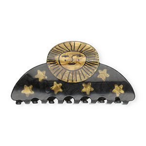 Accessori fermaglio per capelli sole con stella nero perlato-oro perlato