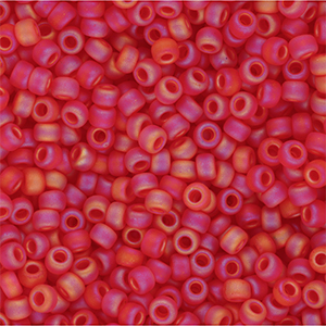 Rocailles Miyuki 8/0 Matted Transparent Red AB 8-0140FR