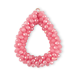 Ciondoli sfaccettati goccia rosa vivo