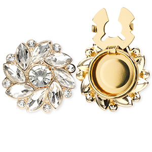 Metallo TQ in ottone copri bottoni fiore oro-cristallo