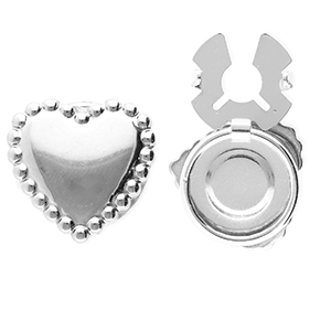 Copri bottoni in acciaio inossidabile cuore argento