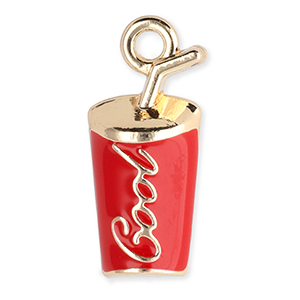Ciondoli di metallo bicchiere "Cool" oro-rosso