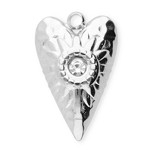 Ciondoli in acciaio inossidabile cuore argento-trasparente