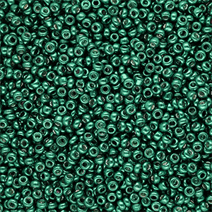 Perline di vetro rocailles 12/0 (2mm) verde ottanio metallico luminoso