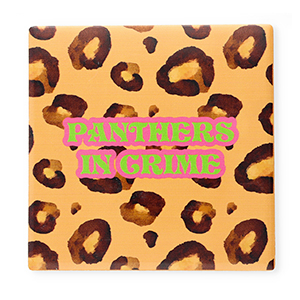 BY31&reg; Piastrella decorativa con scritta "Panthers in crime" arancia chiaro-marrone-rosa-verde neon