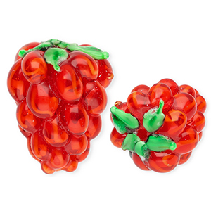 Perline di vetro a mano lampone rosso-verde