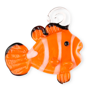 Pendenti di vetro dipinte a mano pesce pagliaccio arancione-bianco-nero