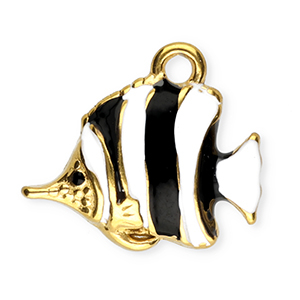 Ciondoli in acciaio inossidabile smalto pesce oro-nero-bianco