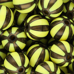 DQ&reg; Perline in acrilico 16 mm con strisce giallo-marrone oro