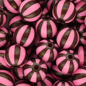 DQ&reg; Perline in acrilico 12 mm con strisce rosa-marrone oro