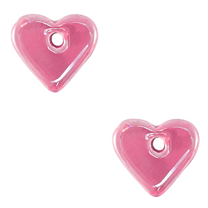 Perline di ceramica greca DQ cuore Rosa magenta
