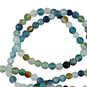 Perline in pietra naturale 3mm sfaccettate effetto multicolore blu