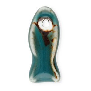 Perline di ceramica pesce blu ottanio scuro-marrone