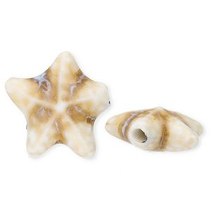 Perline di ceramica stella marina biancastro-marrone chiaro